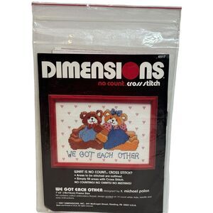 Vtg 1987 Dimensions 'We Got Each Other' Bears No Count Cross Stitch Kit #6517